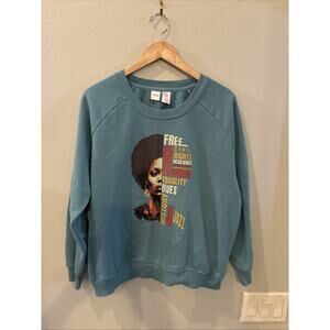 Black Girl Pride Black History Women‎ 2X Teal Crewneck Sweatshirt Legacy Culture
